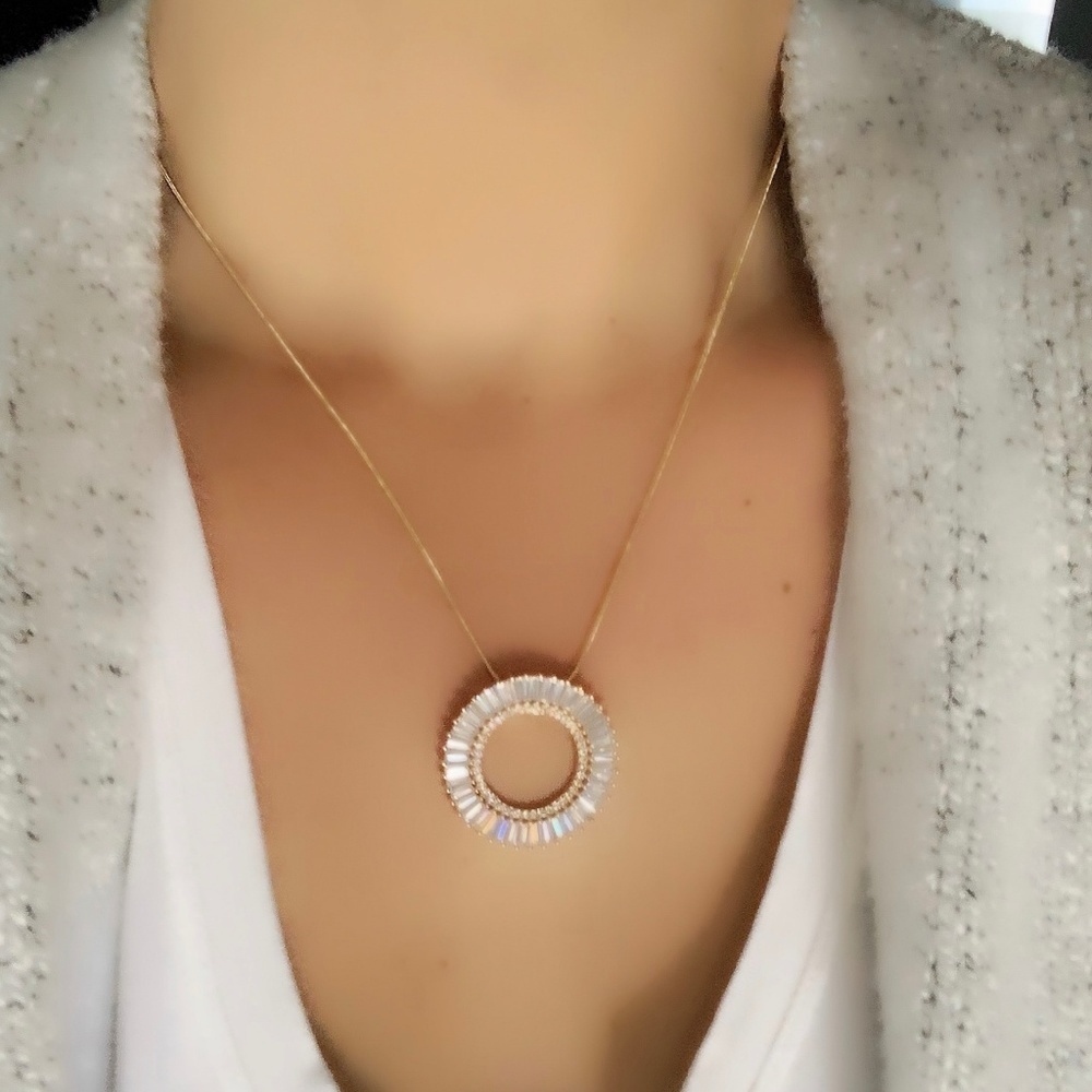 Ola cz Pendant Necklace  18Kts Gold Plated Chain